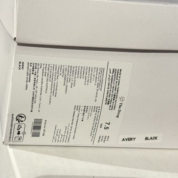 NWT The Drop Women's Avery Square Toe Two Strap High Heeled Sandal Sz 7.5 Black - Picture 12 of 14